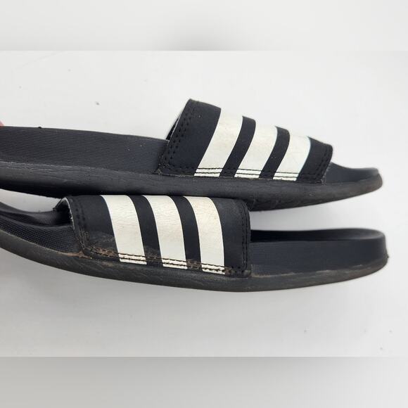 Adidas Adilette Slip On Slide Sandals Flip Flops Women's Size 8 Black & White - Picture 7 of 11
